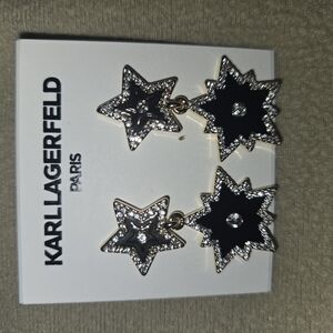 Karl Lagerfeld Black and Silver Star Earrings